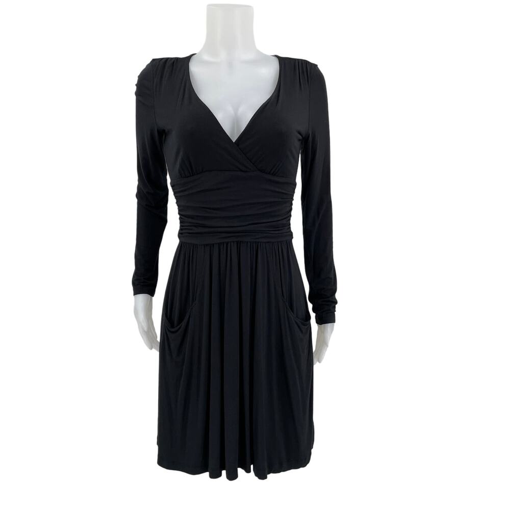 Athleta Black Super Soft Ruched Waist Front Pocket Women's Dress S